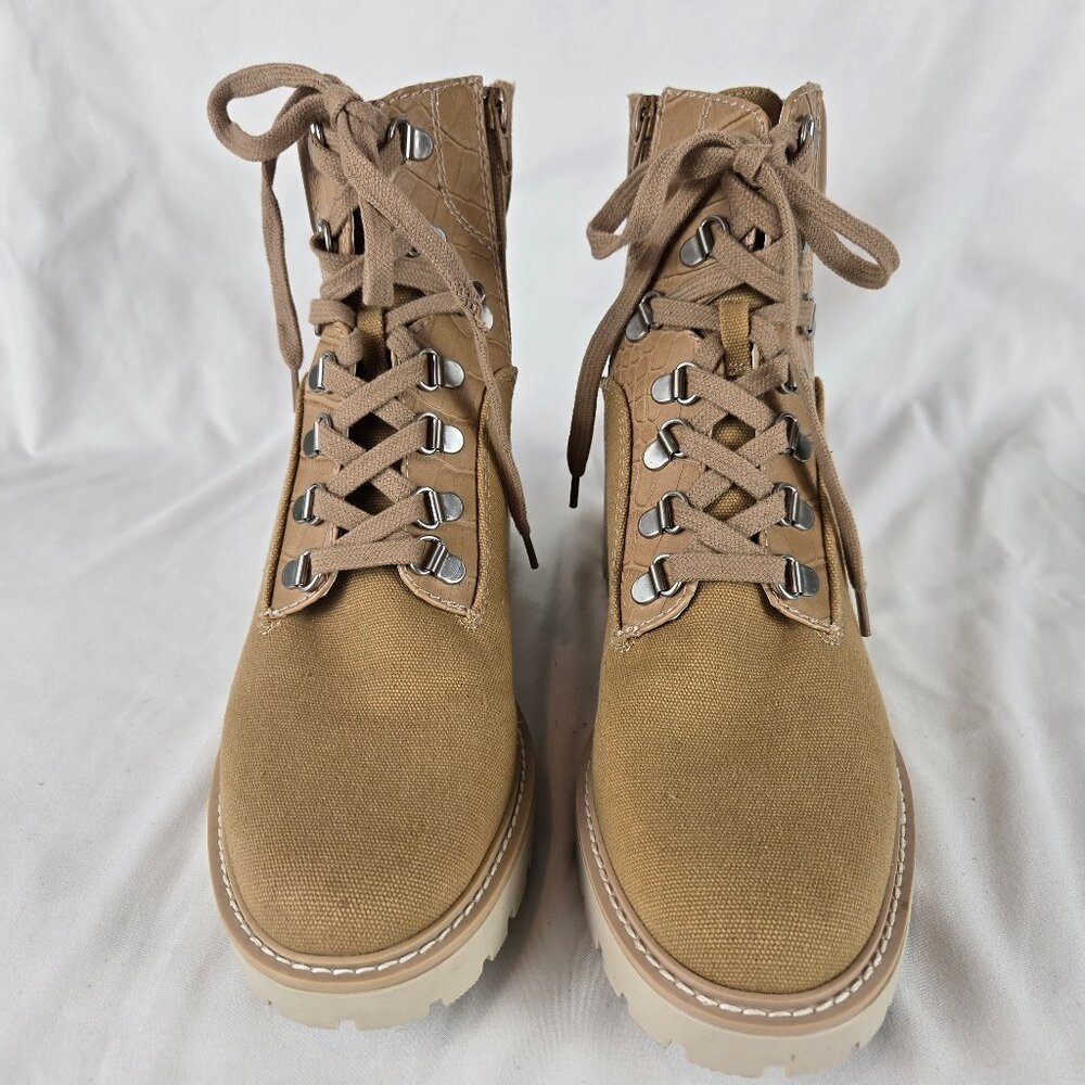 Dolce Vita Size 9* Harly Cafe Tan Lug Sole Combat Boot Lace Up Side Zip NWOT